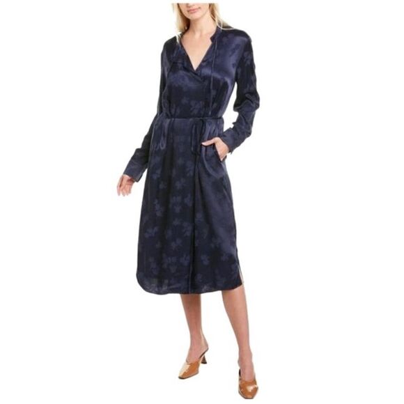 NWT VINCE TULIP JAQUERED NAVY DRESS SIZE SMALL - Picture 1 of 6
